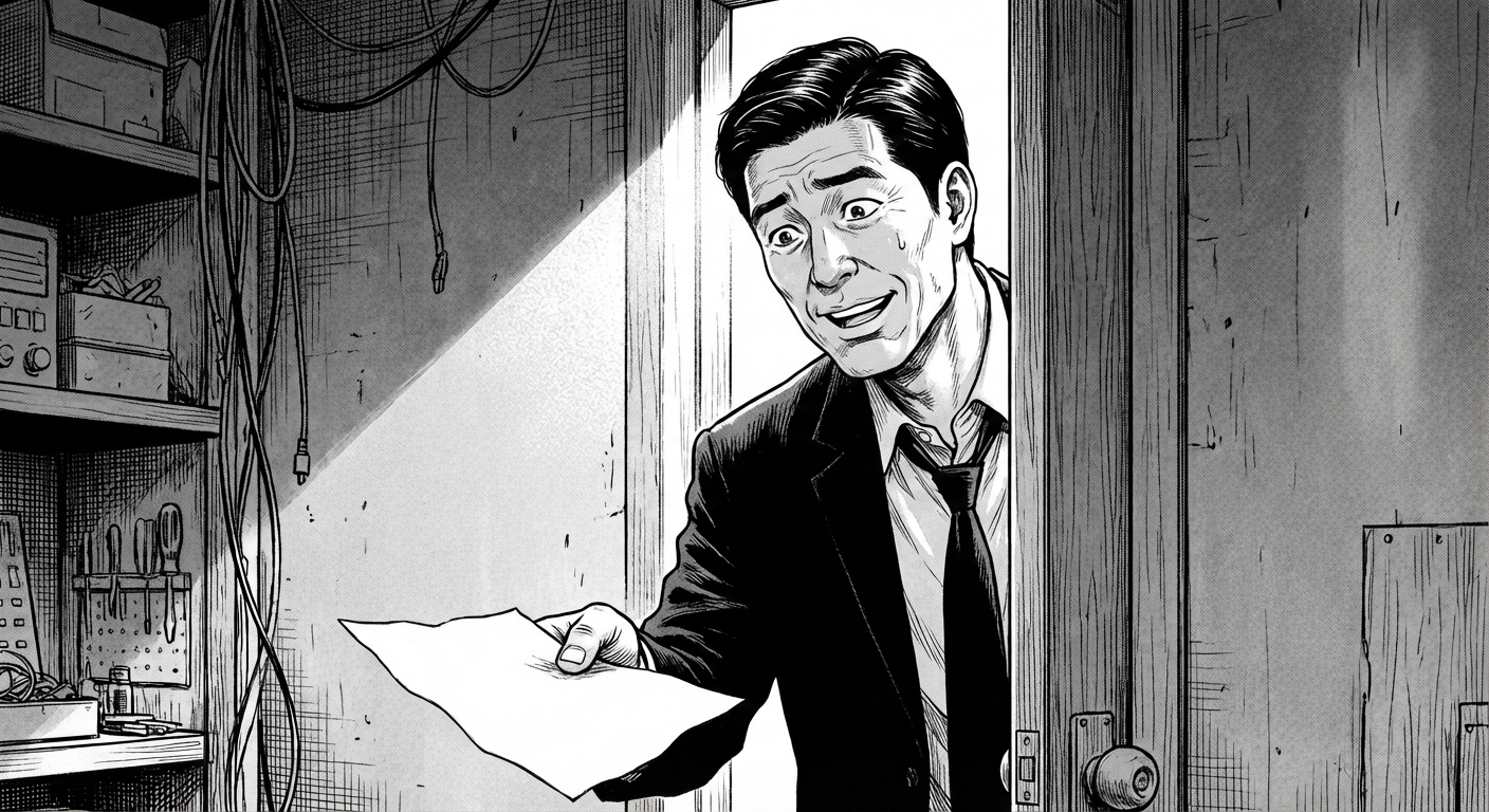 손님이 문을 열고 전단지를 내밈