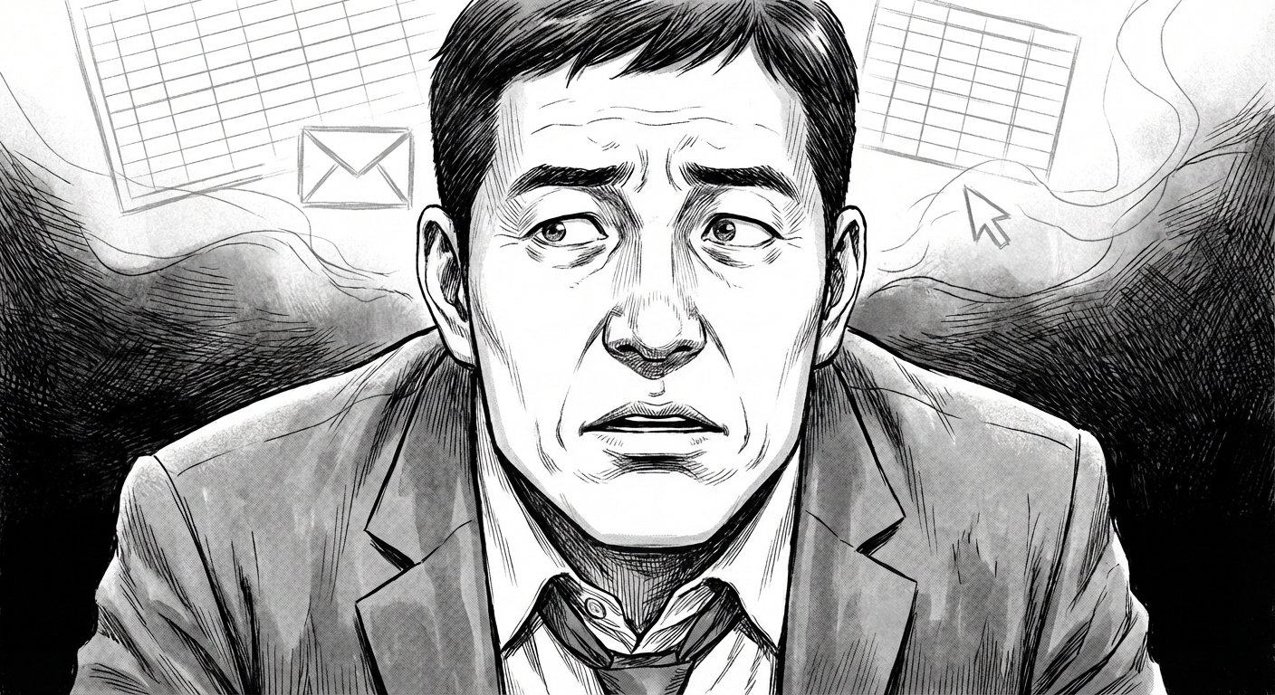 손님 멈칫 엑셀 이메일 떠올림