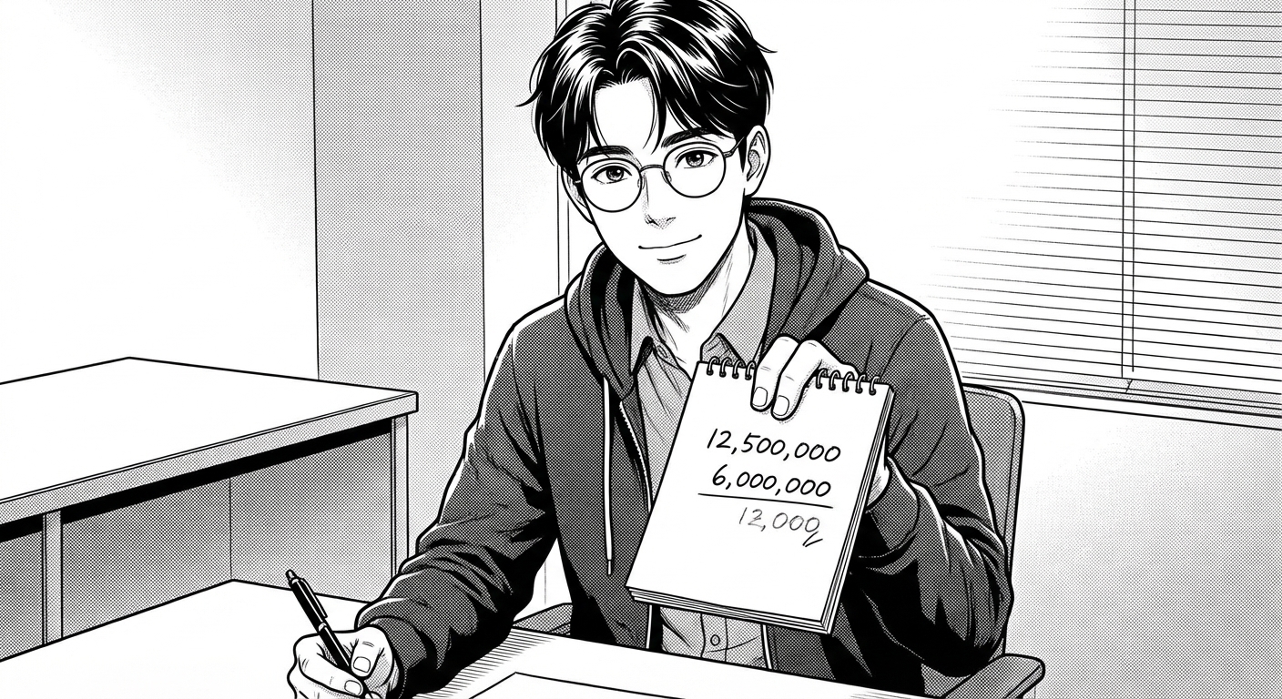 태오아빠가 메모장에 숫자를 써서 보여줌